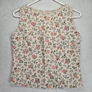 Nanda Wang Top Womens S Sleeveless Floral Blouse Side zip Cottagecore Bloomcore